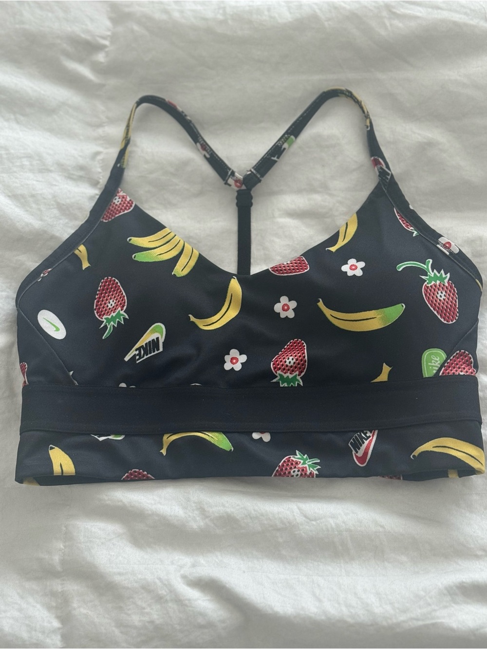 Nike Indy Dri-FIT Strawberry Banana Fruit Print Light Support Sports Bra, Med